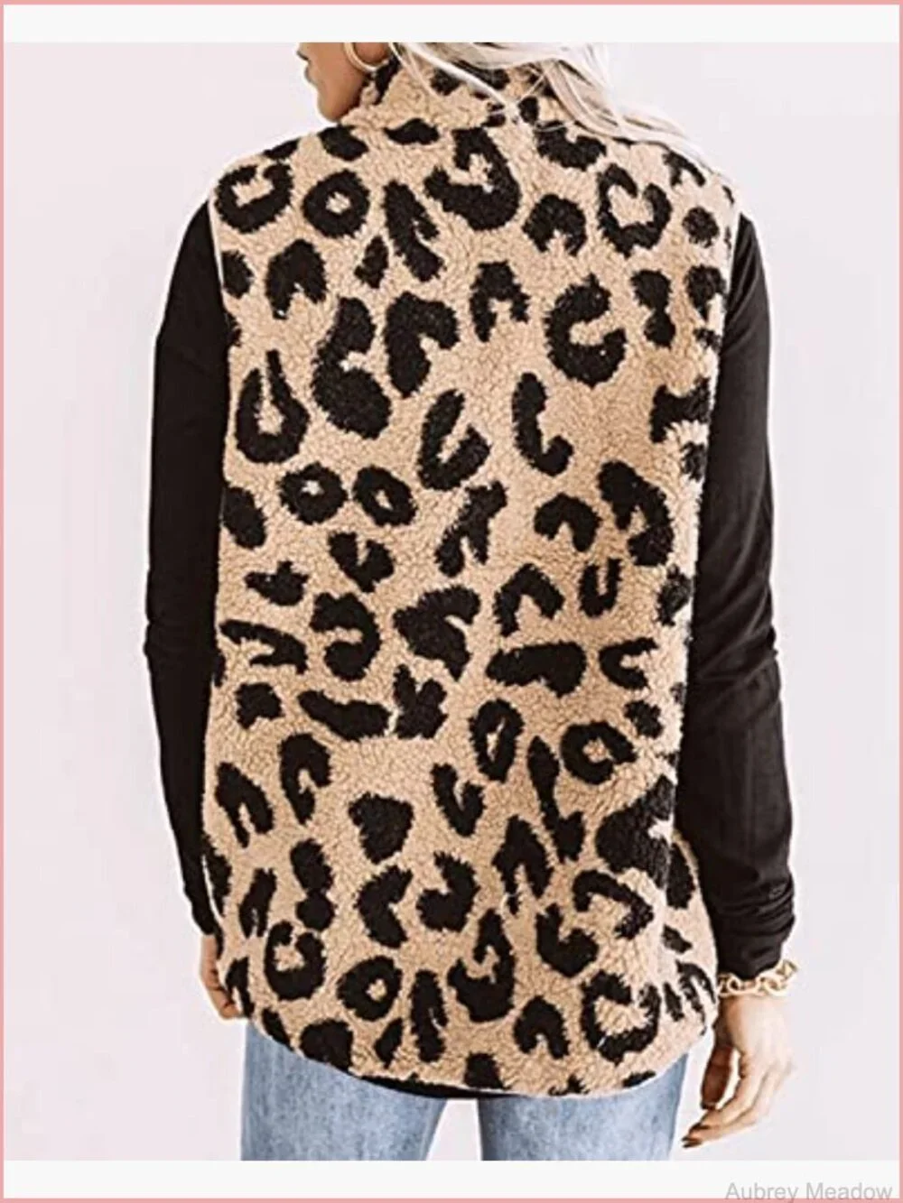 Sleeveless Zip Up Faux Sherpa Fleece Vest with Pockets